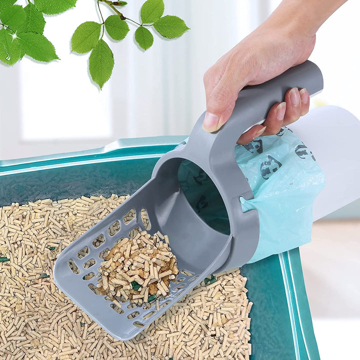 Cat Litter Scoop Integrated Detachable Deep Shovel Holder with Poop Sifting and Litter Bags