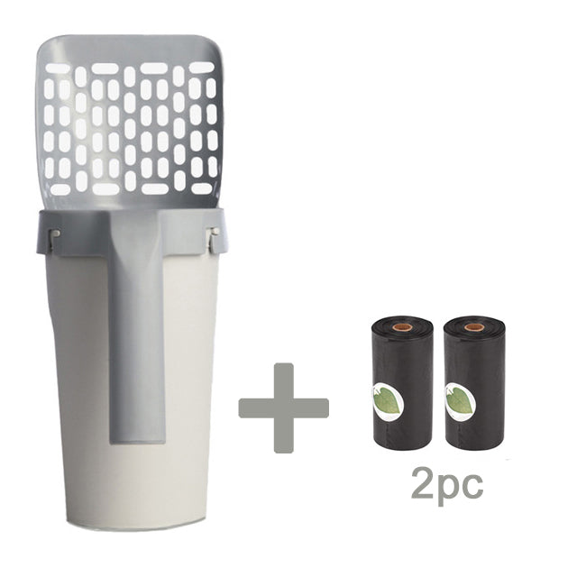 Cat Litter Scoop Integrated Detachable Deep Shovel Holder with Poop Sifting and Litter Bags