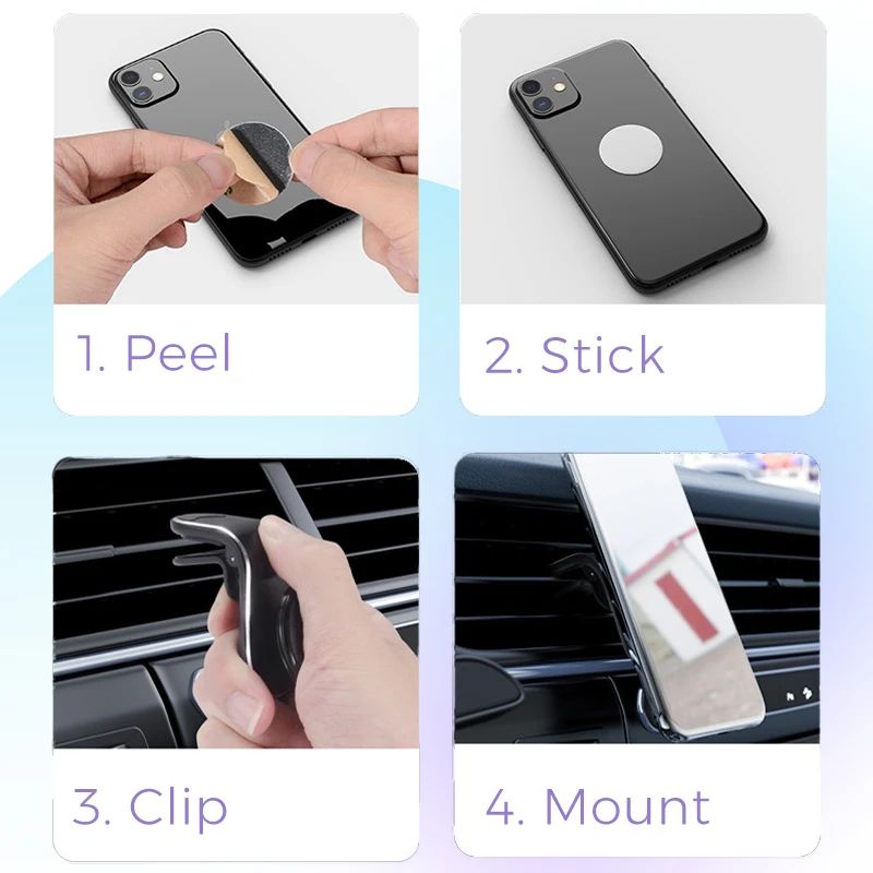 Universal 360 Degrees Rotation L-Shape Magnetic Car Phone Holder