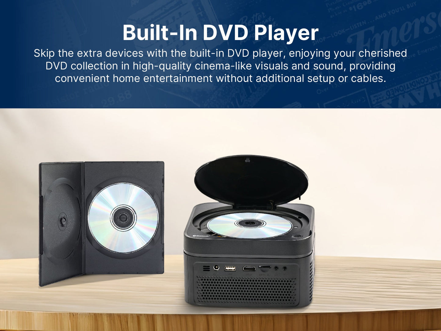 120" Home Theater LCD Projector Combo with Built-In DVD Player