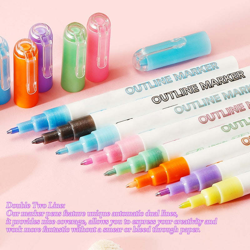 SuperSquiggles Outline Marker Set (8 Pens Set)