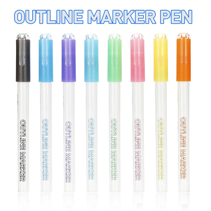 SuperSquiggles Outline Marker Set (8 Pens Set)