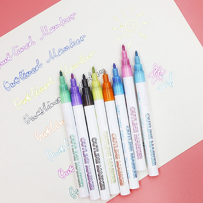 SuperSquiggles Outline Marker Set (8 Pens Set)