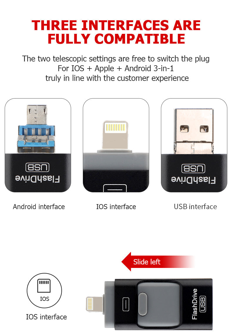 Portable USB Flash Drive for iPhone, iPad & Android