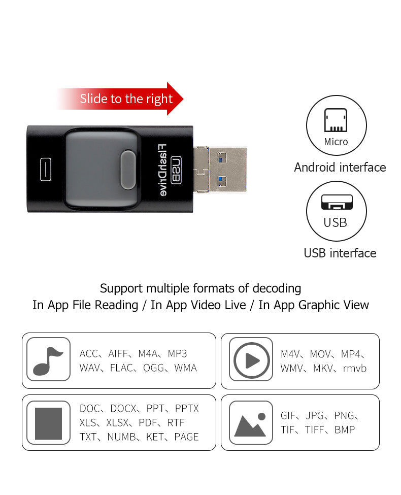 Portable USB Flash Drive for iPhone, iPad & Android
