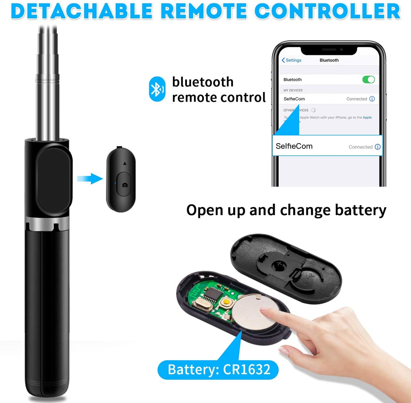 6 IN 1 WIRELESS BLUETOOTH SELFIE STICK