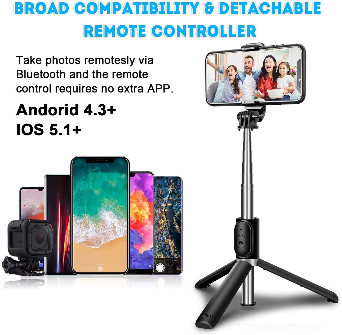 6 IN 1 WIRELESS BLUETOOTH SELFIE STICK