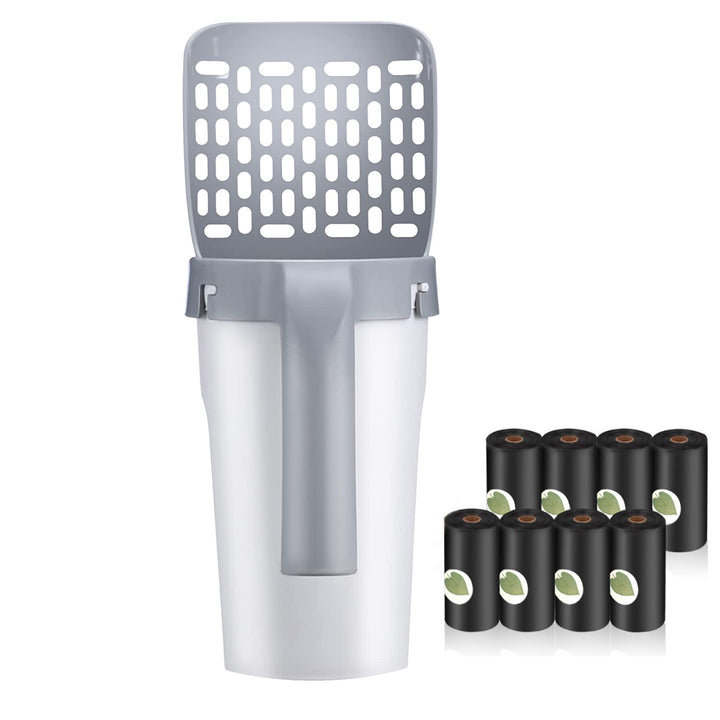 Cat Litter Scoop Integrated Detachable Deep Shovel Holder with Poop Sifting and Litter Bags