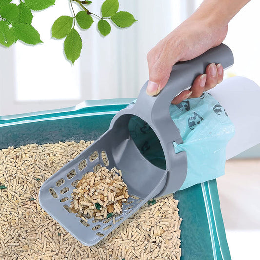 Cat Litter Scoop Integrated Detachable Deep Shovel Holder with Poop Sifting and Litter Bags