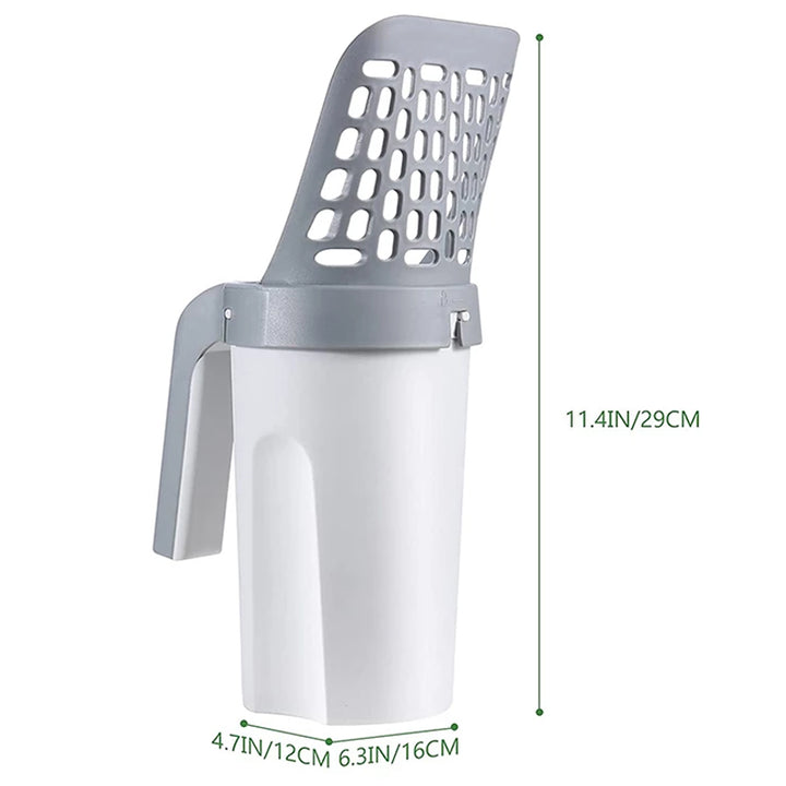 Cat Litter Scoop Integrated Detachable Deep Shovel Holder with Poop Sifting and Litter Bags