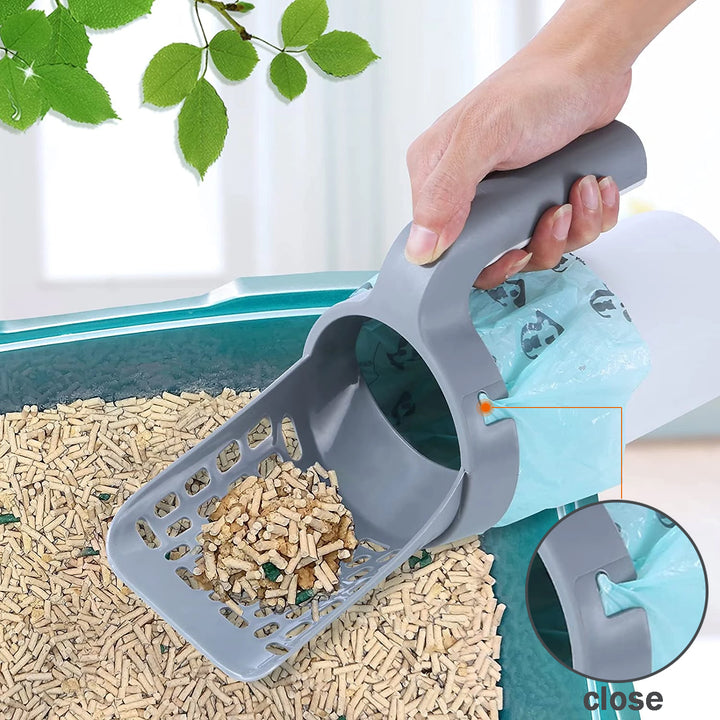 Cat Litter Scoop Integrated Detachable Deep Shovel Holder with Poop Sifting and Litter Bags